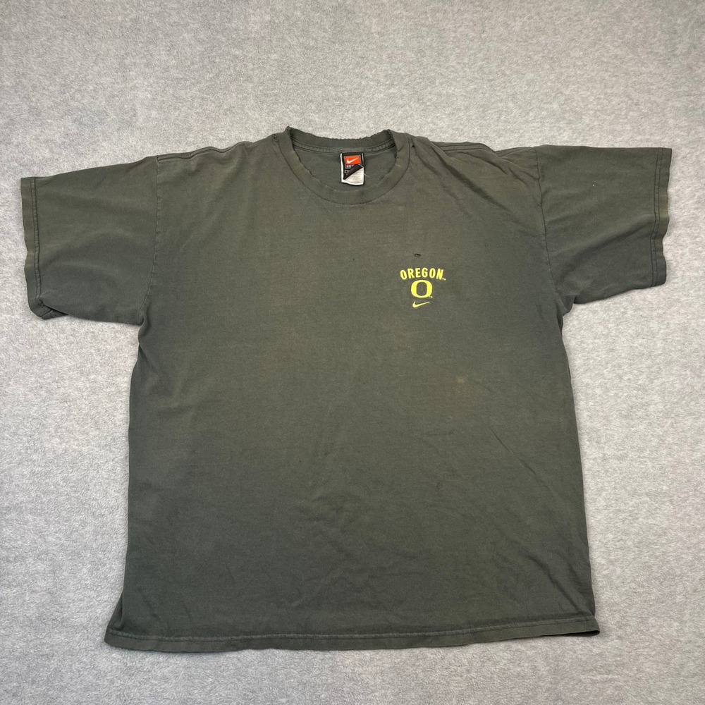 Nike T Shirt Men XL Green Oregon Ducks Team Short Sleeve Graphic Distressed